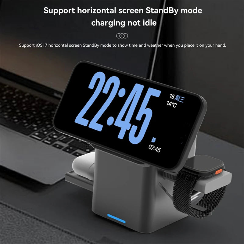15W 3 in 1 Wireless Charging Station for iphone 16 Charger Cargador Inalambrico Magnetic Qi2  Wireless Charger Draadloze Oplader-3