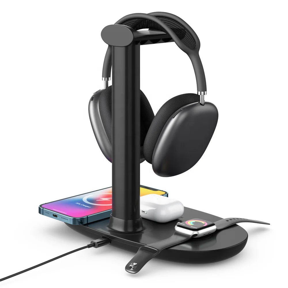 3in1AirpodsMax Headphone Holder Wireless Charger Station for Apple Watch for All Phones-5