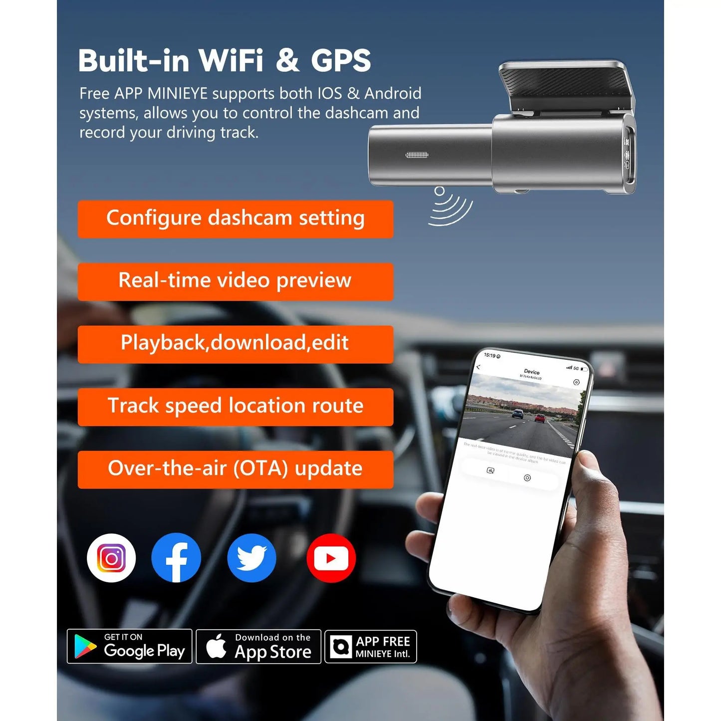 Dash Cam - 4K + 1080P Car Camera with ADAS Driver Alerts, 170° Wide View, Night Vision, Parking Mode, G-Sensor, Loop Recording A-2