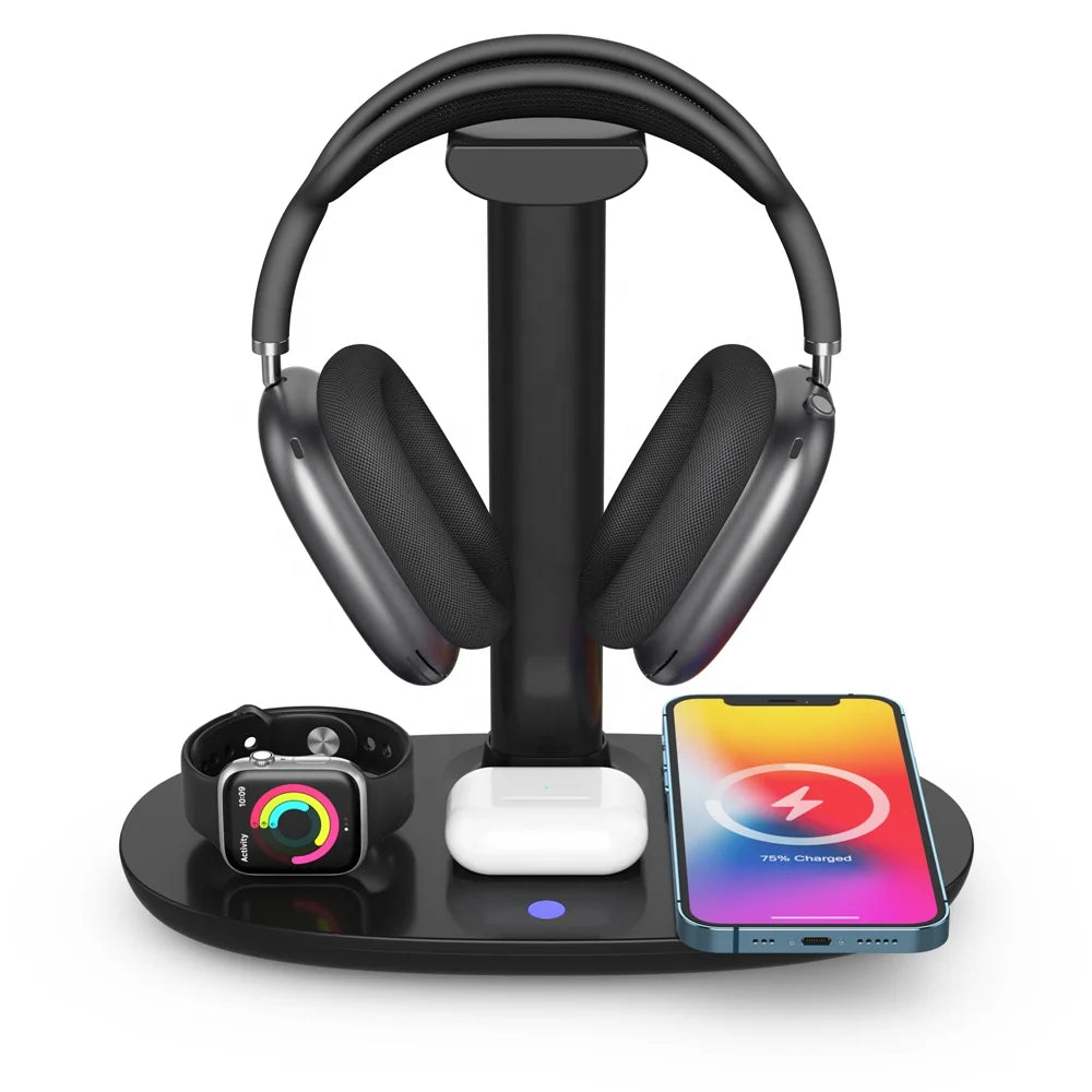 3in1AirpodsMax Headphone Holder Wireless Charger Station for Apple Watch for All Phones-3