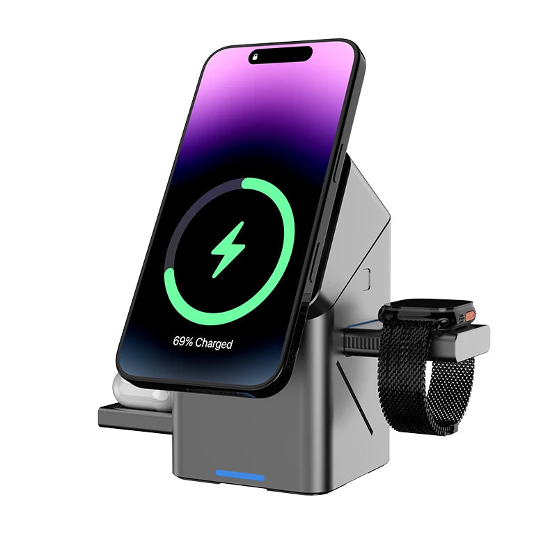 15W 3 in 1 Wireless Charging Station for iphone 16 Charger Cargador Inalambrico Magnetic Qi2  Wireless Charger Draadloze Oplader-6