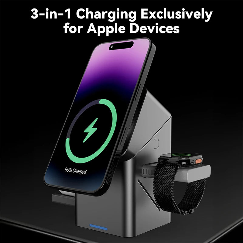 15W 3 in 1 Wireless Charging Station for iphone 16 Charger Cargador Inalambrico Magnetic Qi2  Wireless Charger Draadloze Oplader-1