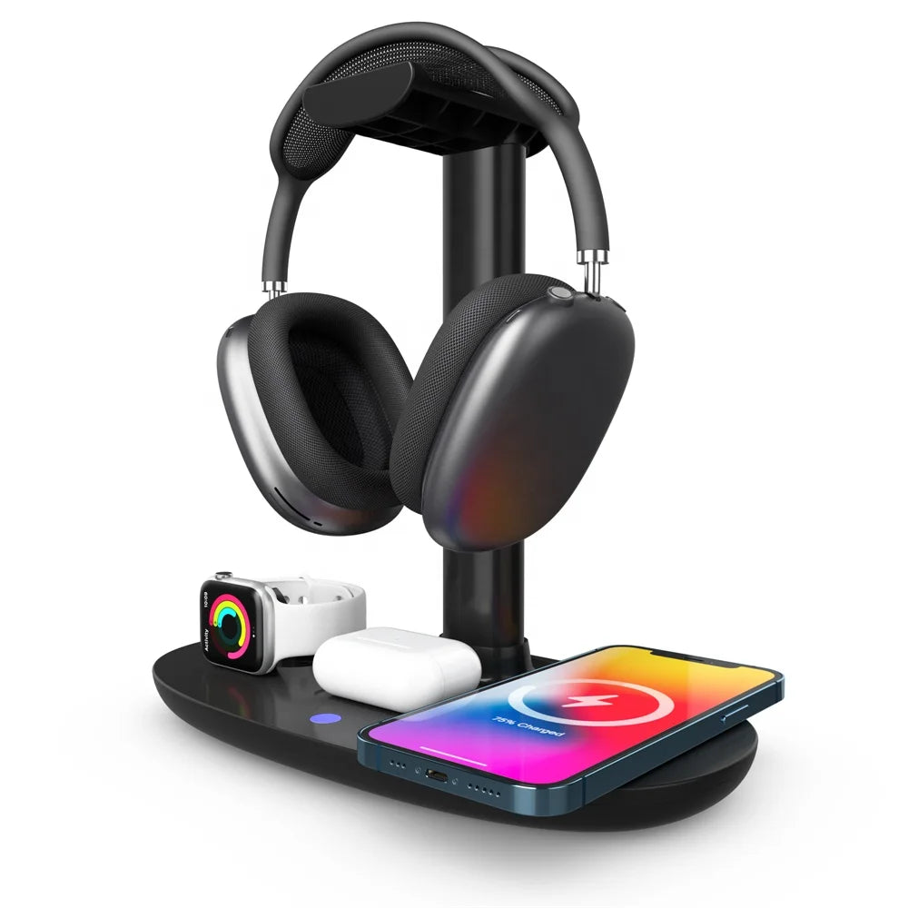 3in1AirpodsMax Headphone Holder Wireless Charger Station for Apple Watch for All Phones-2