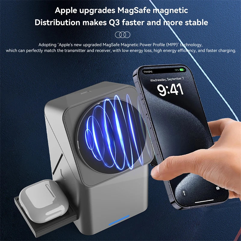 15W 3 in 1 Wireless Charging Station for iphone 16 Charger Cargador Inalambrico Magnetic Qi2  Wireless Charger Draadloze Oplader-2